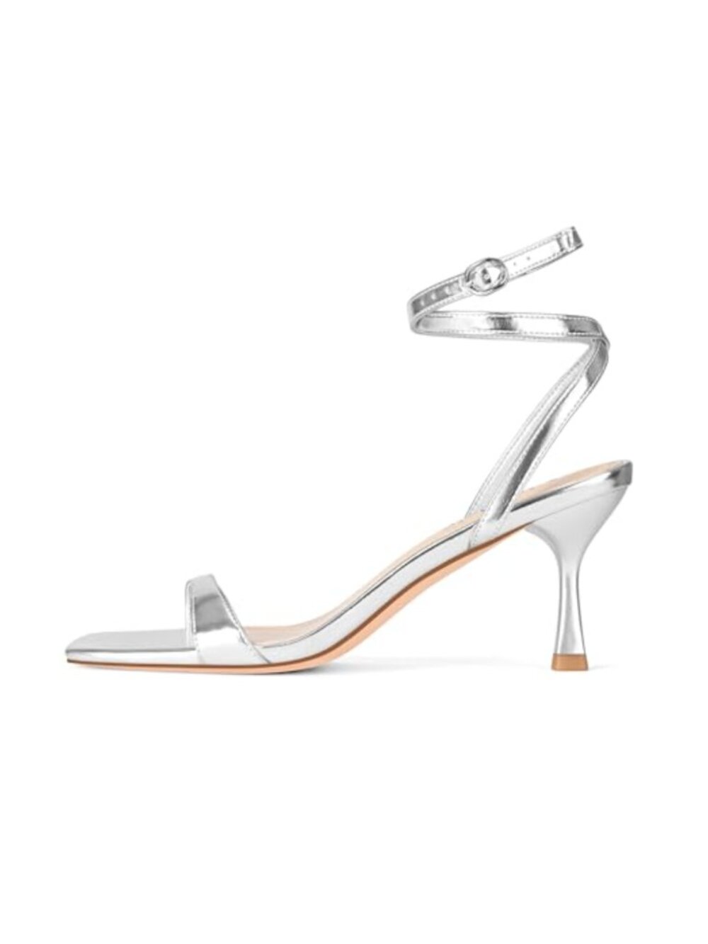 Strappy Kitten Heels Faux Leather Ankle Strap Square Open Toe Party Prom